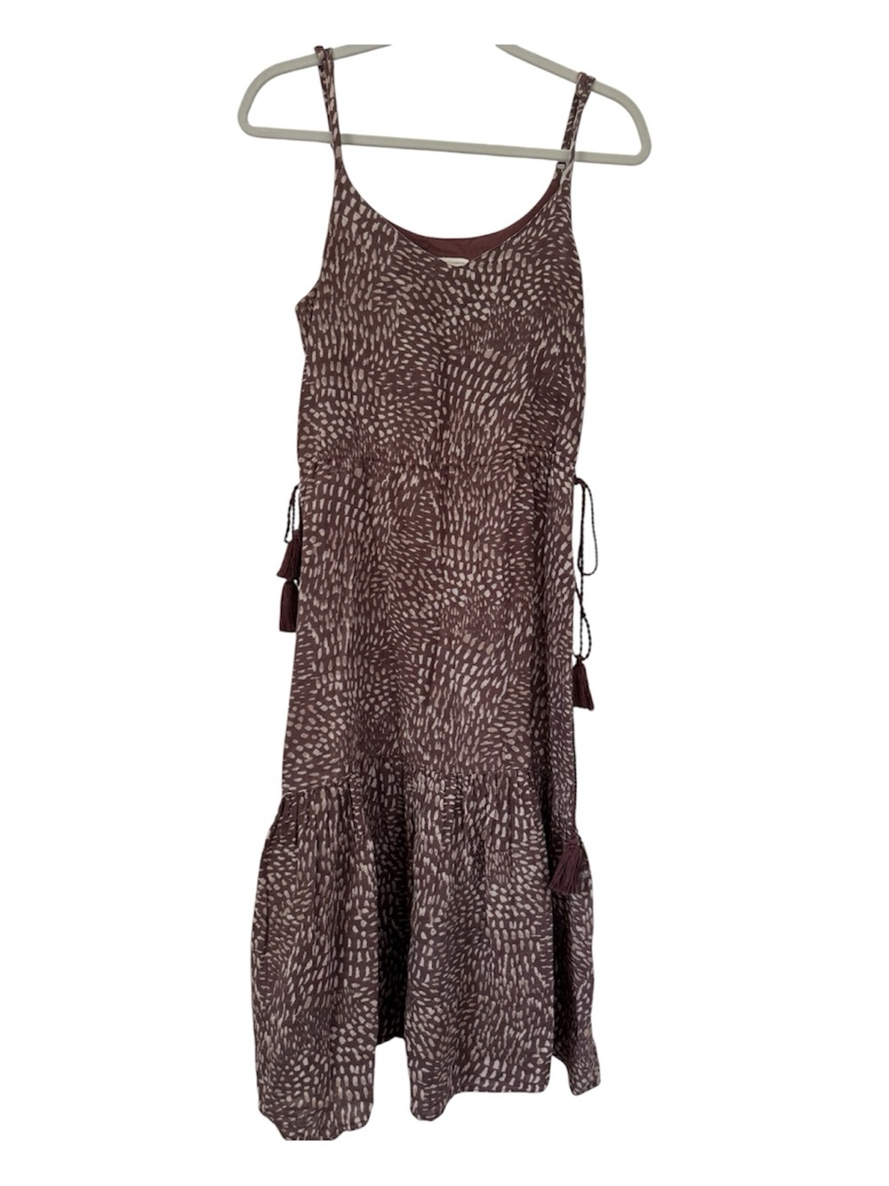 Voloshin Talita Spaghetti Strap Brown Printed Dress